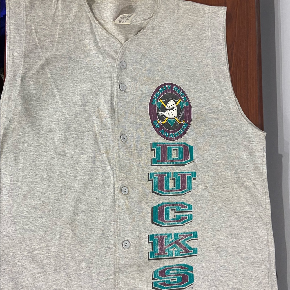 Vintage 1994 NHL Mighty Ducks Button Up Jersey Tank